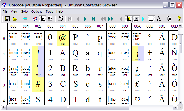 Unibook™ Character Browser
