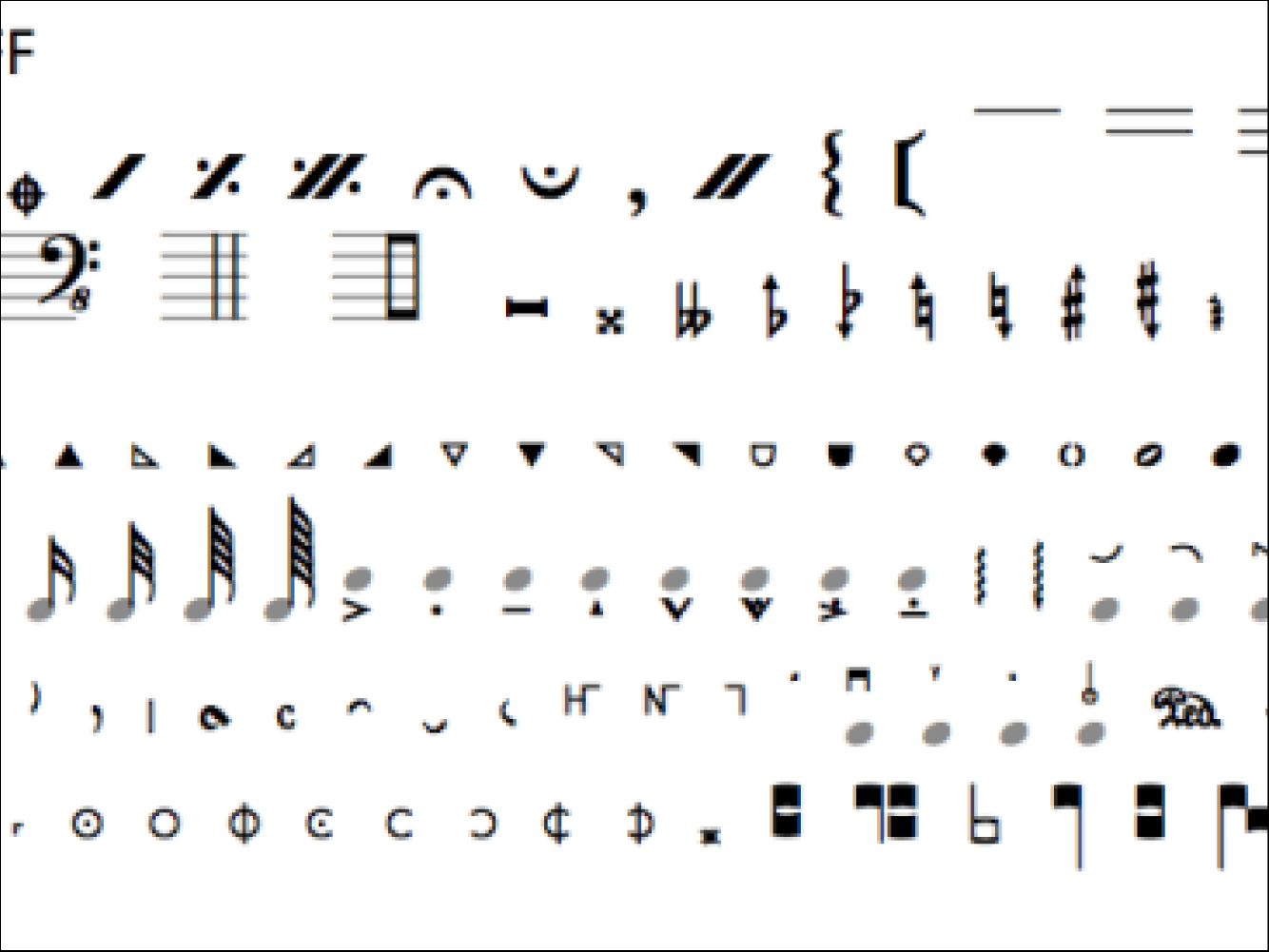 music notes font in word
