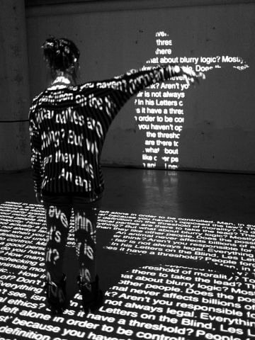 A multi-media installation uses typography and the most advanced digital technologies to ethically engage the audience.