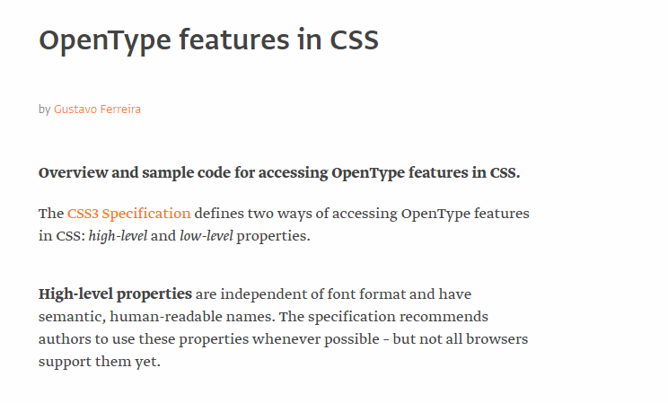 OpenType features in CSS by Gustavo Ferreira