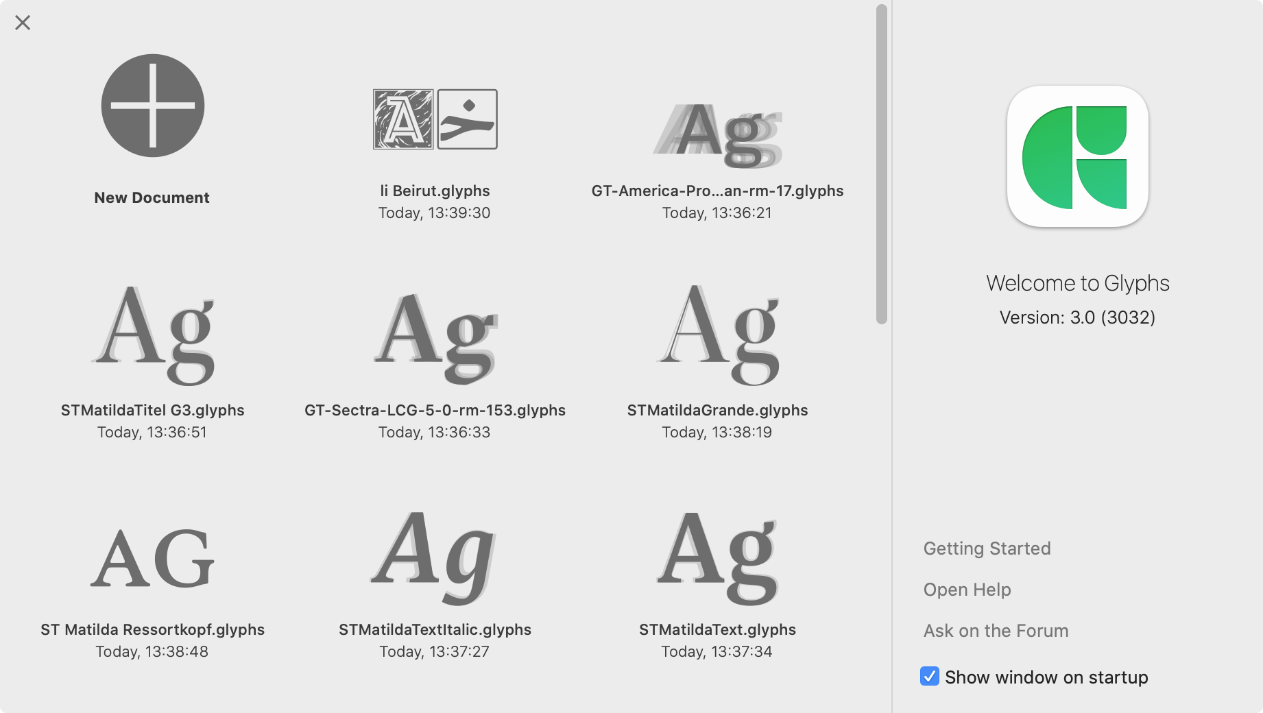 font glyphs viewer software