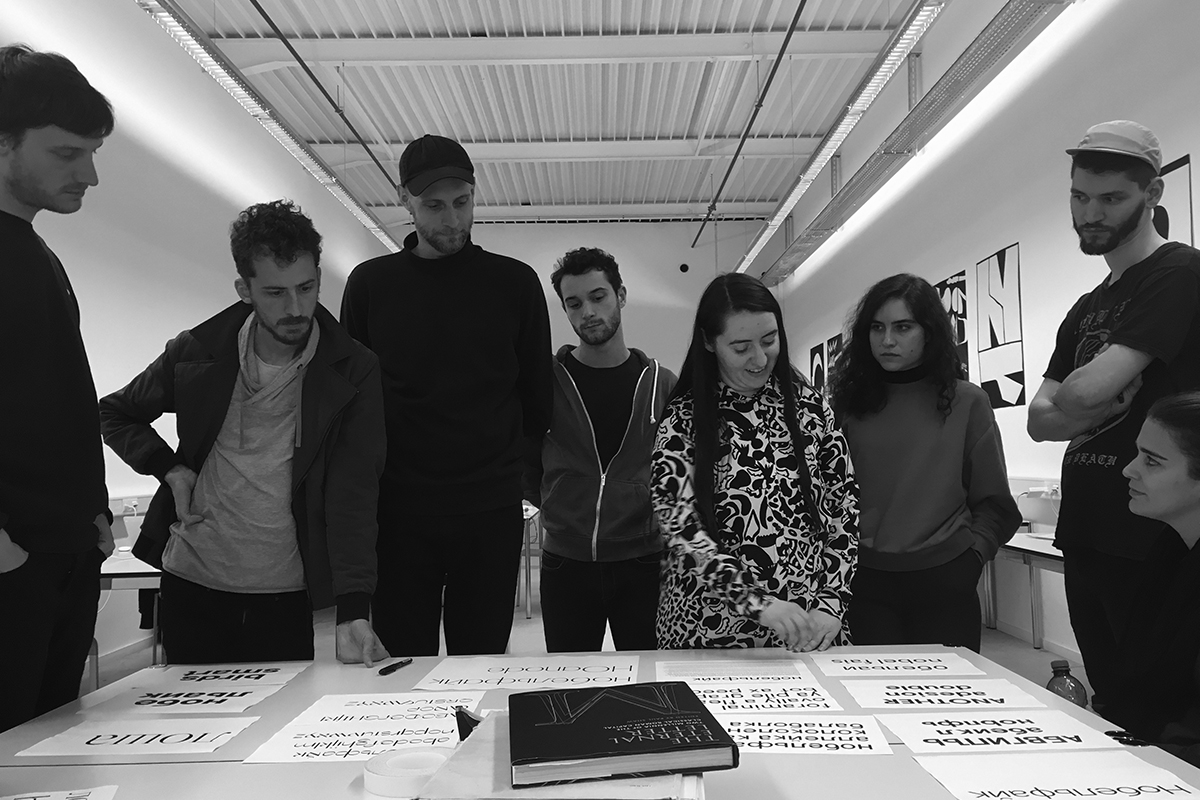 Workshop at ECAL MAD Type Design, Lausanne, Switzerland, 2017. Photo by Maria Doreuli
