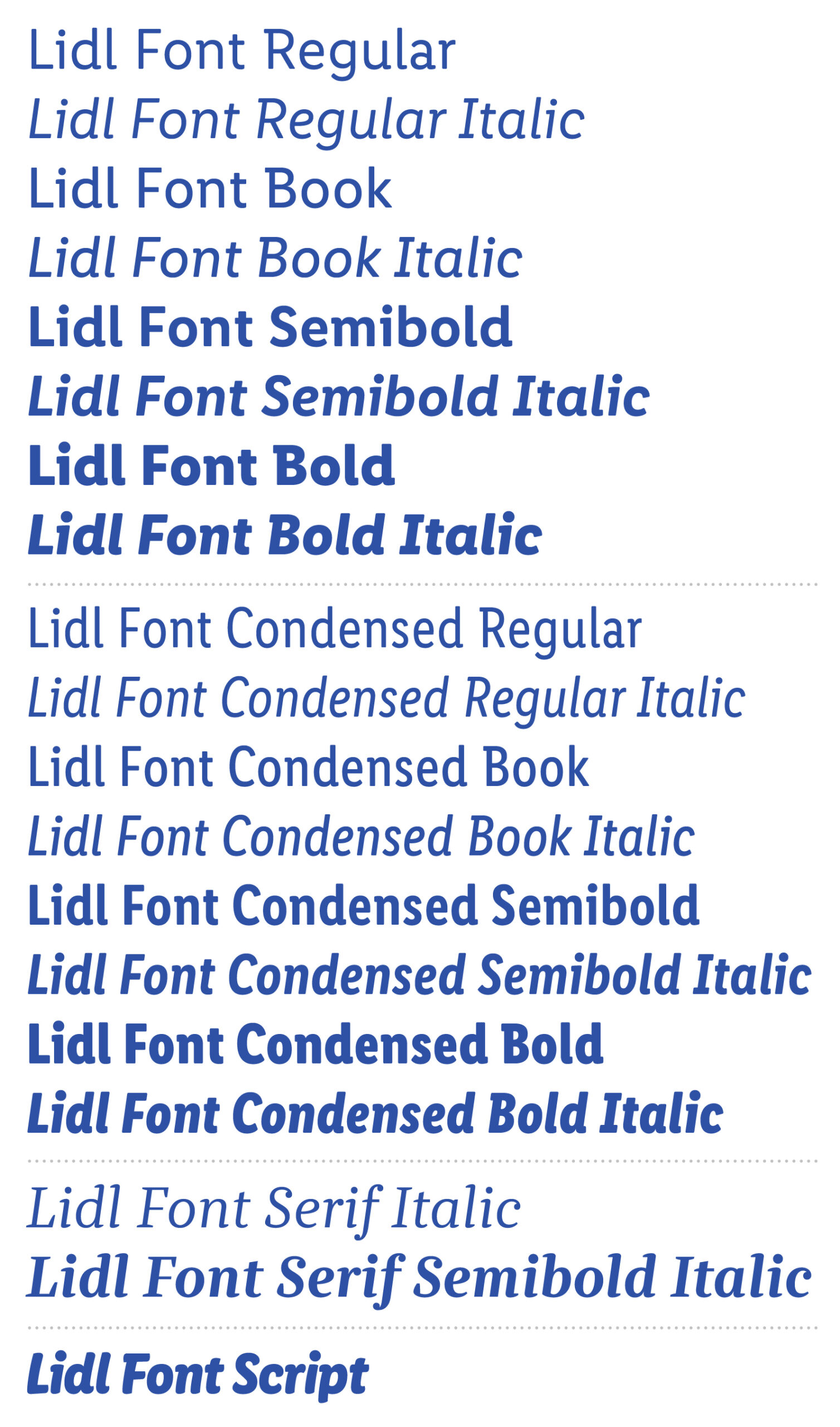 All Lidl Fonts in a row